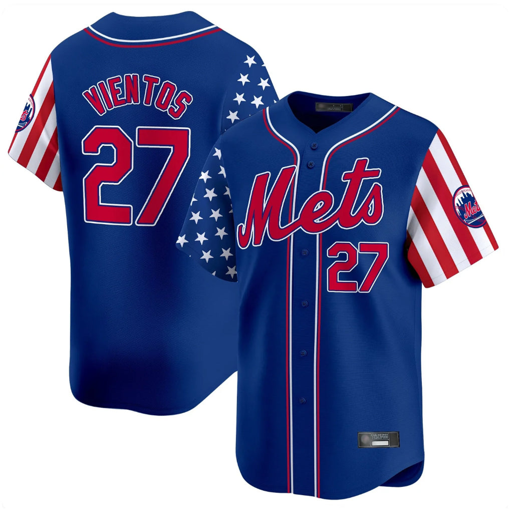Vanessashop NY.Mets #27 Mark Vientos Player Royal 2025 Independence Day Vapor Premier Limited  Stitched Jerseys