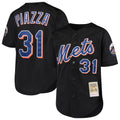 Vanessashop NY.Mets #31 Mike Piazza Player Black Mitchell & Ness Cooperstown Collection Home Limited Stitched Jerseys