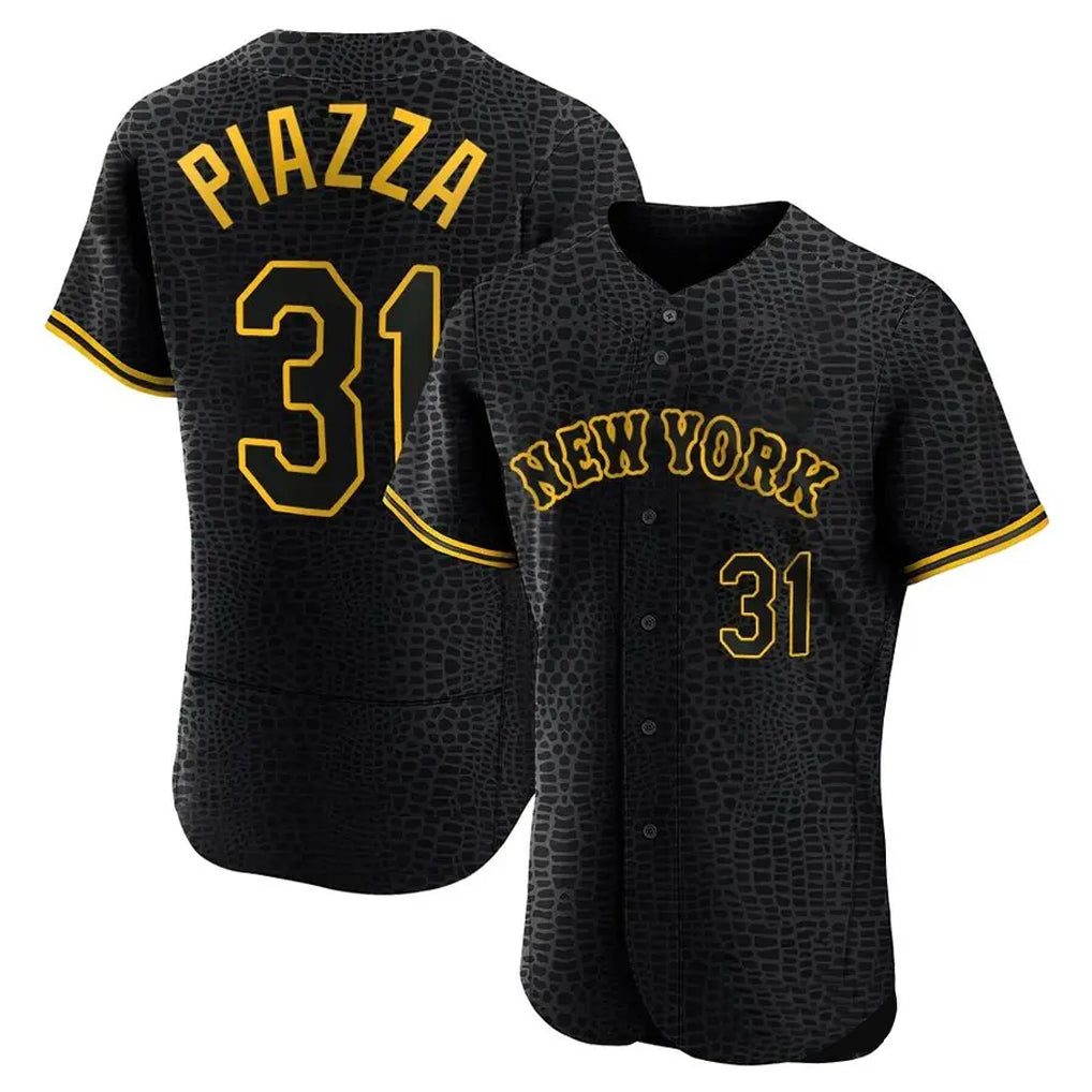 Vanessashop NY.Mets #31 Mike Piazza Player Black Snake Skin City Home Limited Elite Stitched Jerseys
