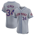 Vanessashop NY.Mets #34 Kodai Senga Player Gray Road Limited Elite Home Stitched Jerseys