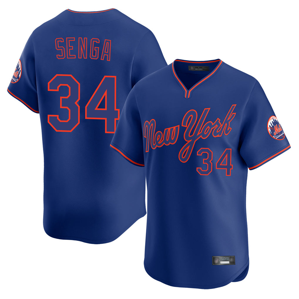 Vanessashop NY.Mets #34 Kodai Senga Player Royal T-shirt Home Limited Elite Stitched Jerseys