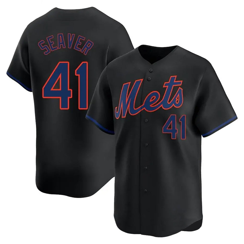Vanessashop NY.Mets #41 Tom Seaver Player Black Alternate Home Limited Stitched Jerseys