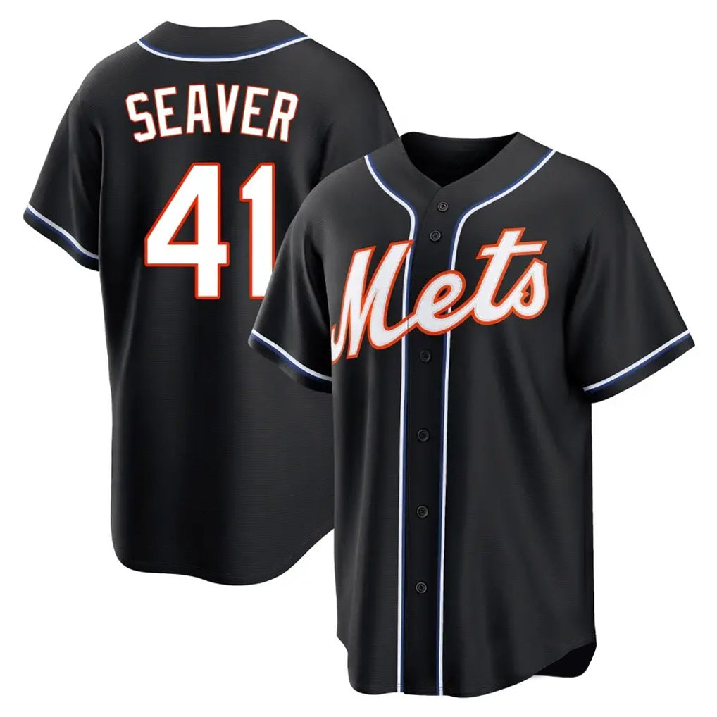 Vanessashop NY.Mets #41 Tom Seaver Player Black Fashion Out Game Stitched Jerseys