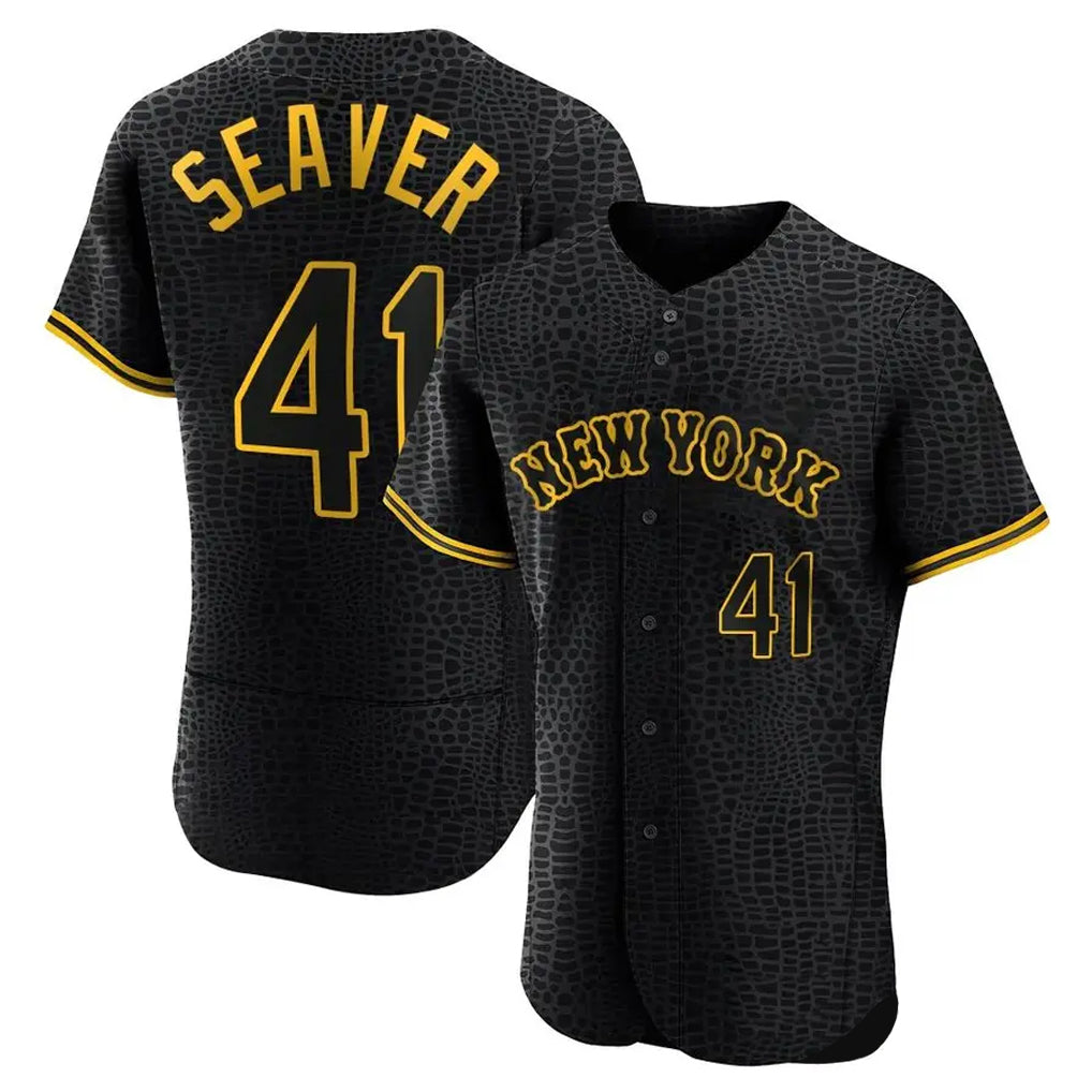 Vanessashop NY.Mets #41 Tom Seaver Player Black Snake Skin City Home Limited Elite Stitched Jerseys