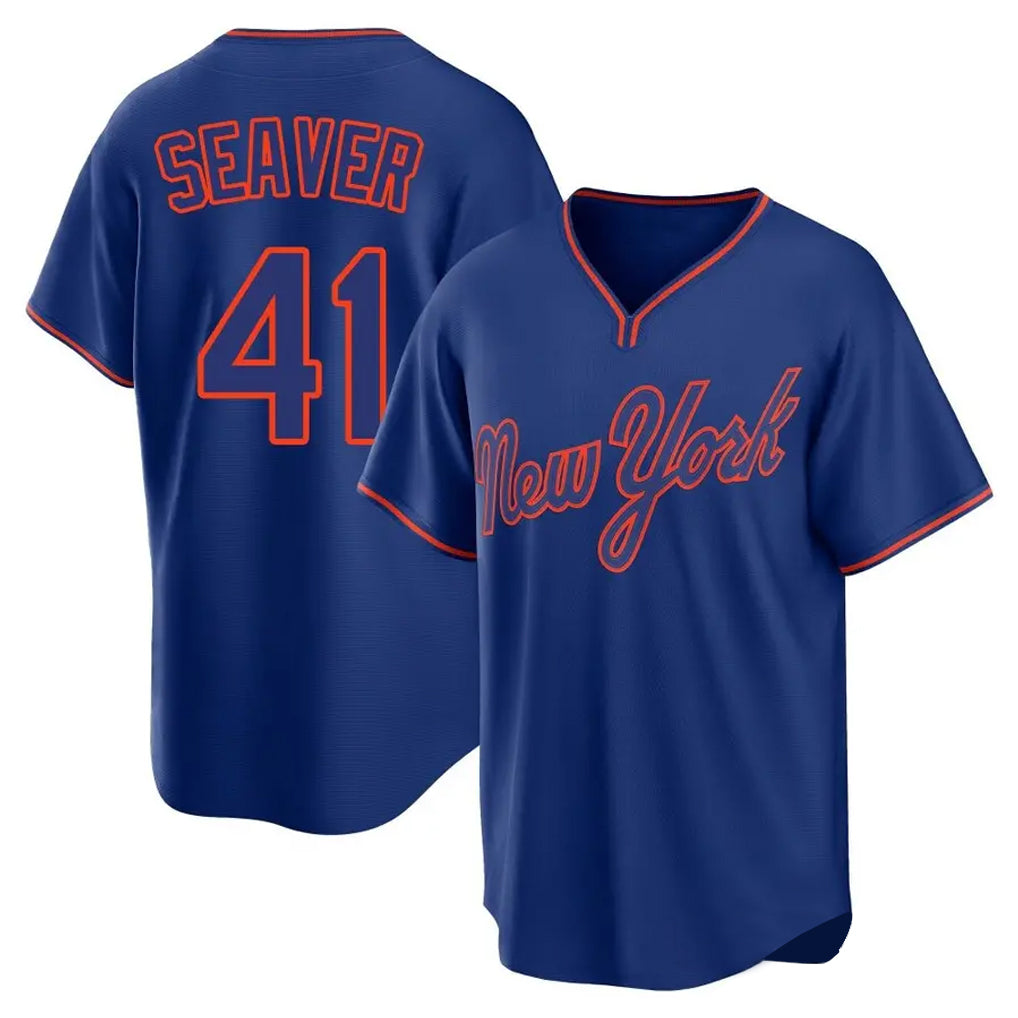 Vanessashop NY.Mets #41 Tom Seaver Player Royal T-shirt Home Game Stitched Jerseys