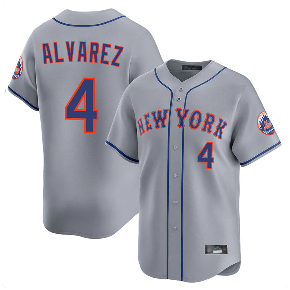 Vanessashop NY.Mets #4 Francisco Alvarez Player Gray Road Limited Home Stitched Jerseys