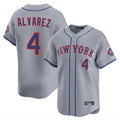 Vanessashop NY.Mets #4 Francisco Alvarez Player Gray Road Limited Home Stitched Jerseys