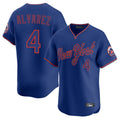 Vanessashop NY.Mets #4 Francisco Alvarez Player Royal T-shirt Home Limited Elite Stitched Jerseys
