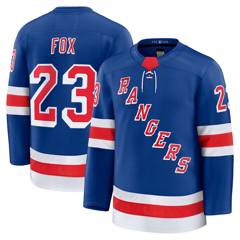 Vanessashop NY.Rangers #23 Adam Fox Blue Home Premium Jerseys