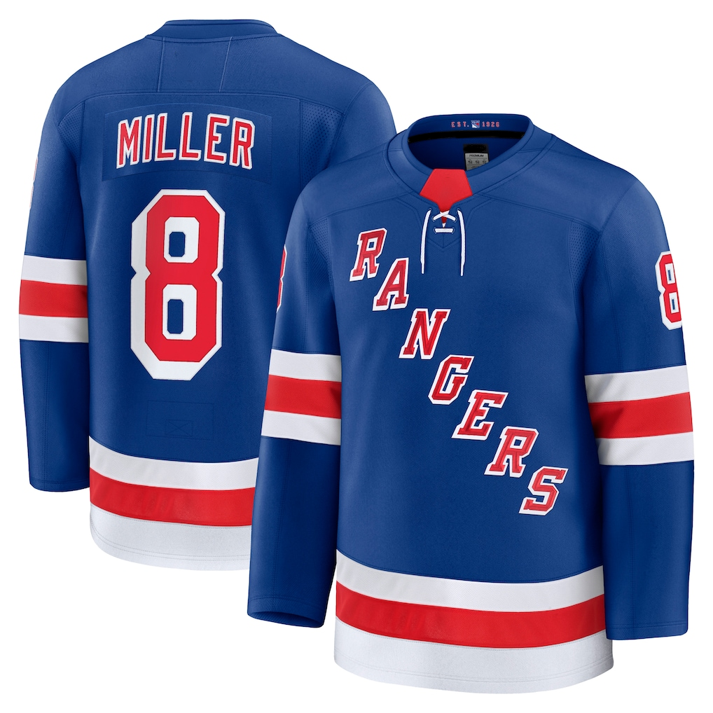 Vanessashop NY.Rangers #8 J.T. Miller Blue Home Premium Jerseys