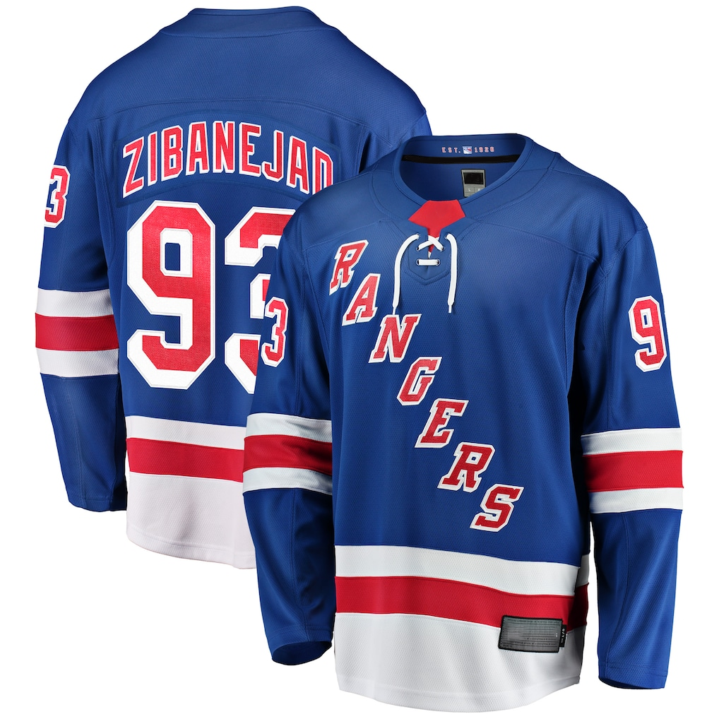 Vanessashop NY.Rangers #93 Mika Zibanejad Blue Home Breakaway Player Jerseys