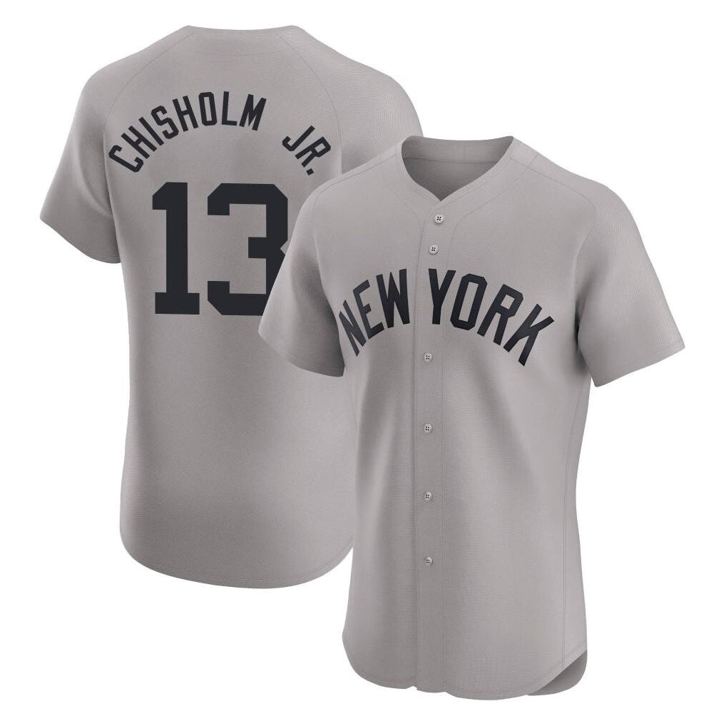 Vanessashop NY.Yankees #13 Jazz Chisholm Jr Player Gray Limited Elite Home Stitched Jerseys