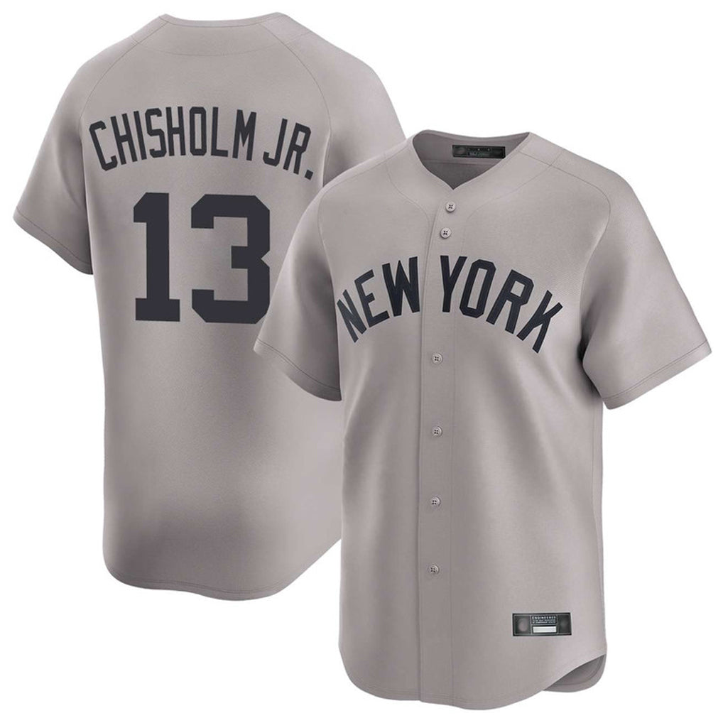 Vanessashop NY.Yankees #13 Jazz Chisholm Jr Player Gray Limited Home Stitched Jerseys