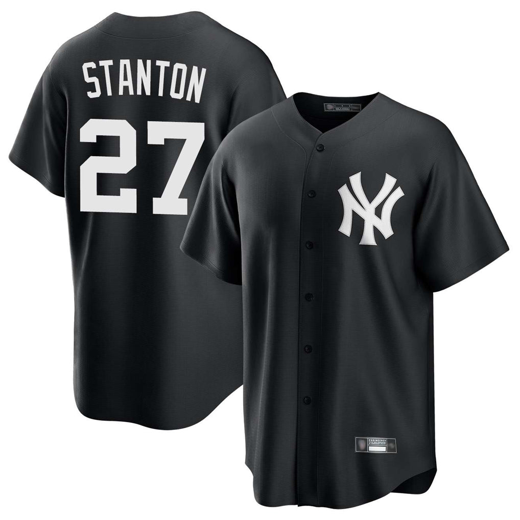 Vanessashop NY.Yankees #27 Giancarlo Stanton Player Black Game Stitched Jerseys