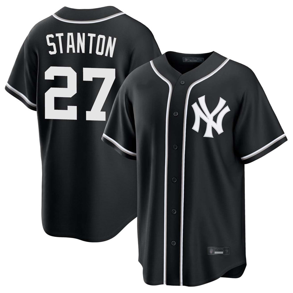 Vanessashop NY.Yankees #27 Giancarlo Stanton Player Black Out Game Home Stitched Jerseys