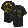 Vanessashop NY.Yankees #27 Giancarlo Stanton Player Black Snake Skin City Game Home Stitched Jerseys
