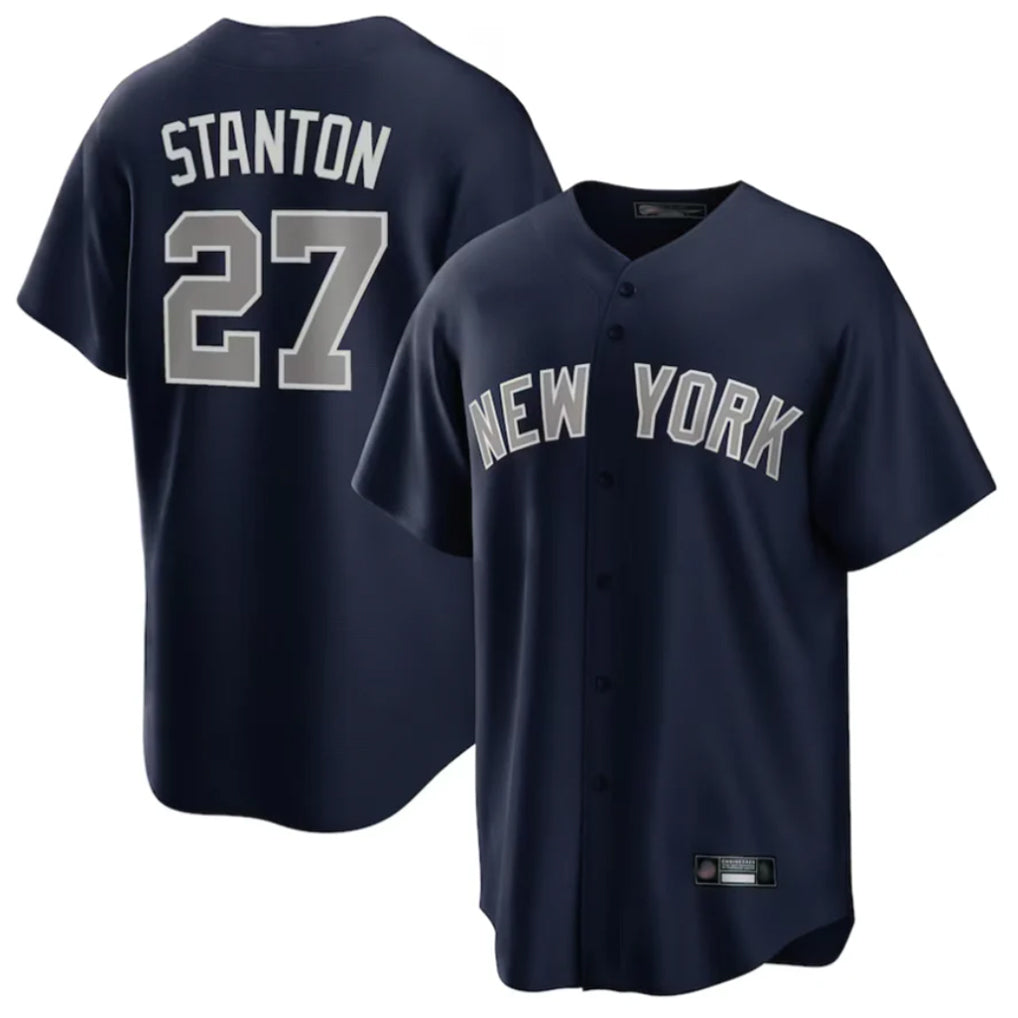 Vanessashop NY.Yankees #27 Giancarlo Stanton Player Navy Replica Game Stitched Jerseys