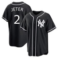 Vanessashop NY.Yankees #2 Derek Jeter Player Black Out Game Home Stitched Jerseys