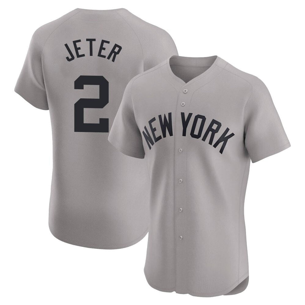 Vanessashop NY.Yankees #2 Derek Jeter Player Gray Limited Elite Home Stitched Jerseys