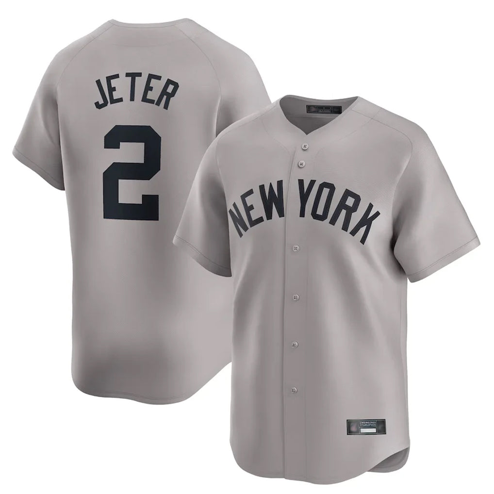 Vanessashop NY.Yankees #2 Derek Jeter Player Gray Limited Home Stitched Jerseys