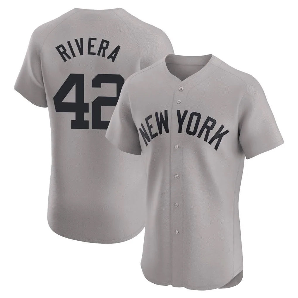 Vanessashop NY.Yankees #42 Mariano Rivera Player Gray Limited Elite Home Stitched Jerseys