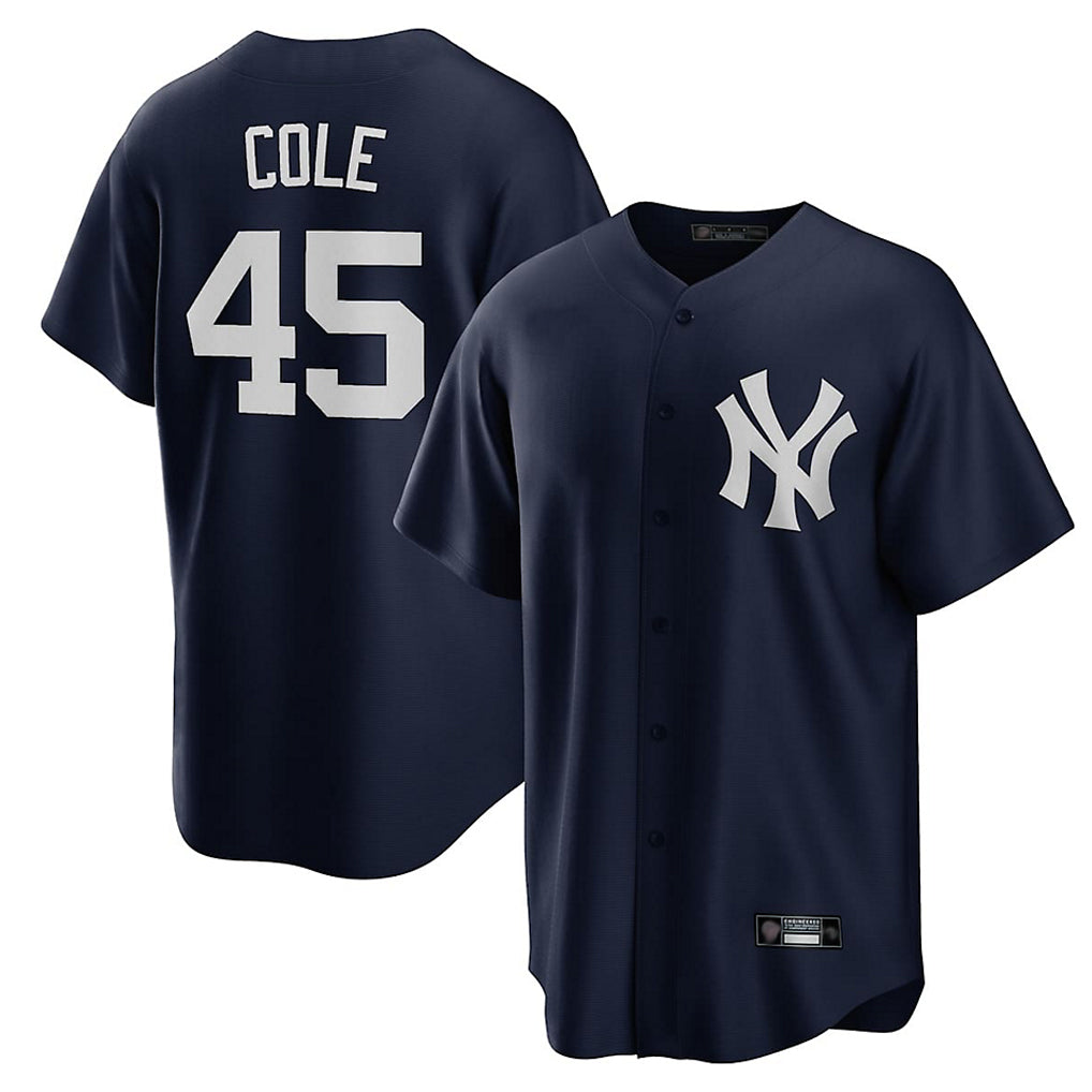Vanessashop NY.Yankees #45 Gerrit Cole Player Navy Game Home Stitched Jerseys