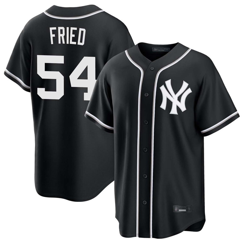 Vanessashop NY.Yankees #54 Max Fried Player Black Out Game Stitched Jerseys