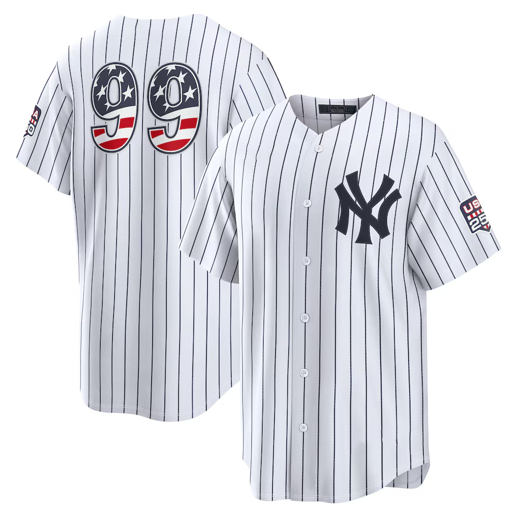 Vanessashop NY.Yankees #99 Aaron Judge White USA 250 Fourth of July Home Stadium Jersey