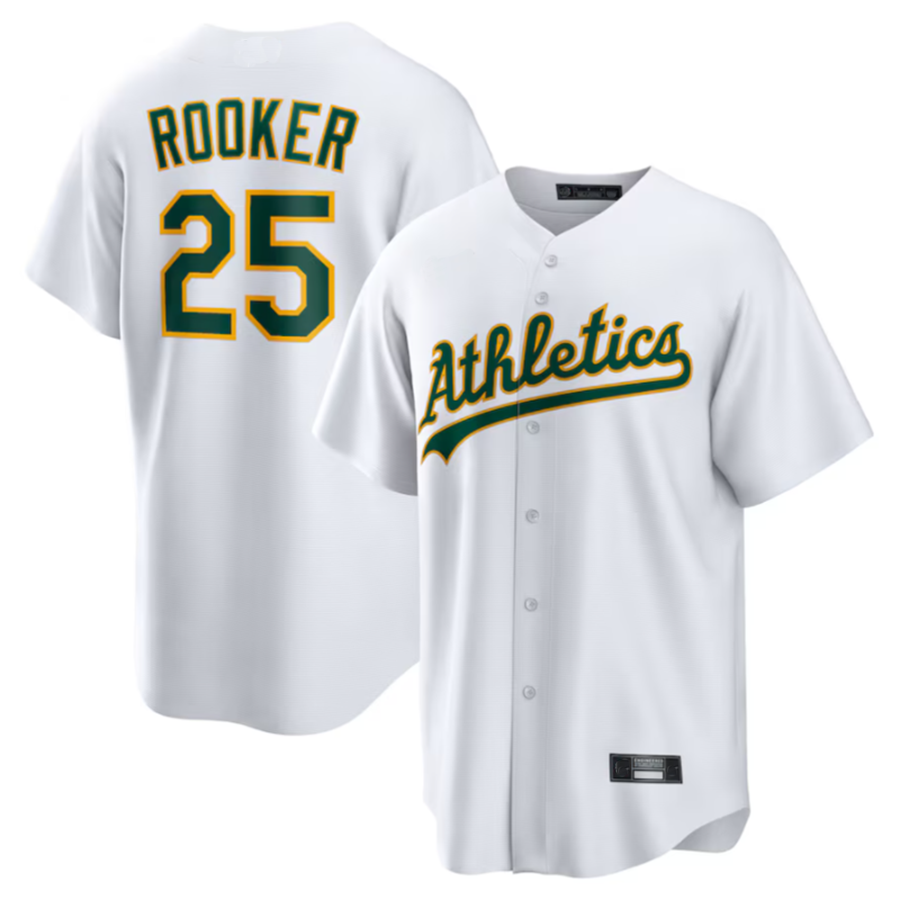 Vanessashop Athletics #25 Brent Rooker Player White Home Replica Jersey American Stitched Personalized Jerseys