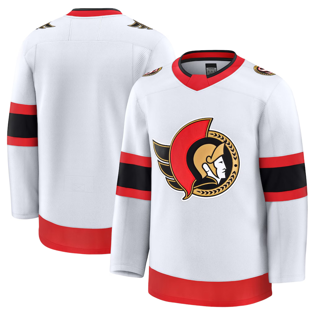 Vanessashop O.Senators White Away Premium Jerseys