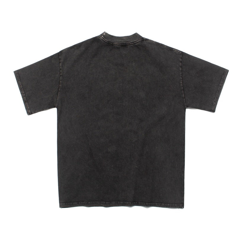 2026 American high street style nine-square grid violin print T-shirt