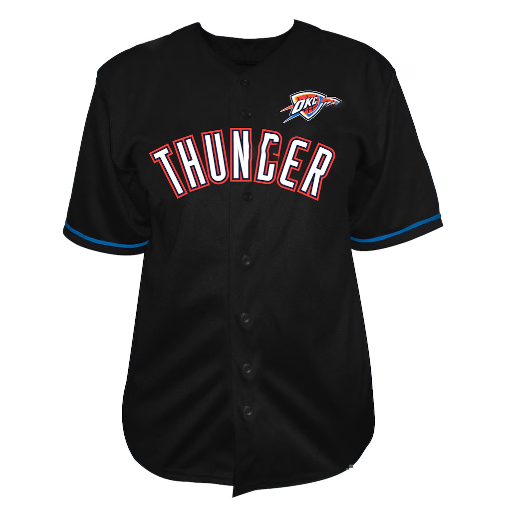 Vanessashop OC.Thunder Black Big & Tall Pop Full-Button Stitched Jerseys
