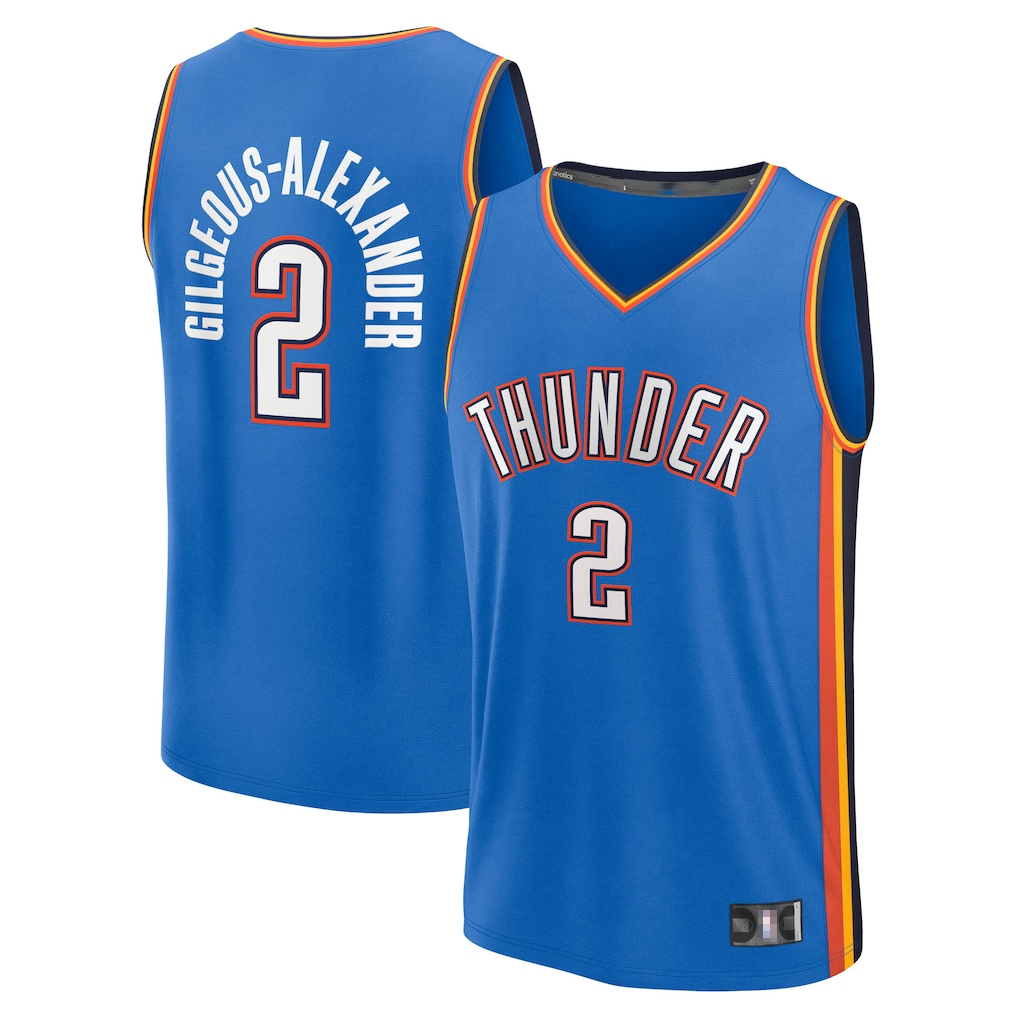 Vanessashop OC.Thunder #2 Shai Gilgeous-Alexander Blue Big & Tall Fast Break Stitched Jerseys- Icon Edition
