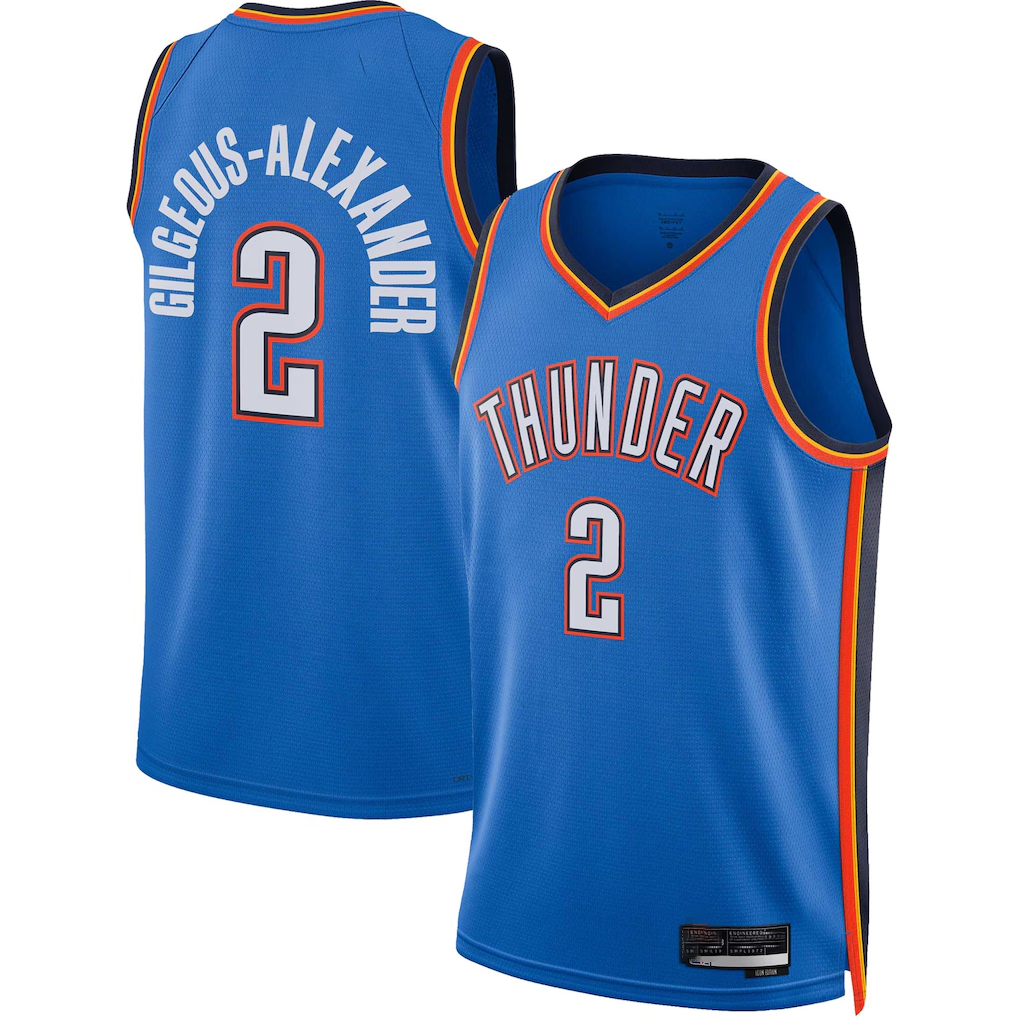 Vanessashop OC.Thunder #2 Shai Gilgeous-Alexander Blue Swingman Stitched Jerseys - Icon Edition