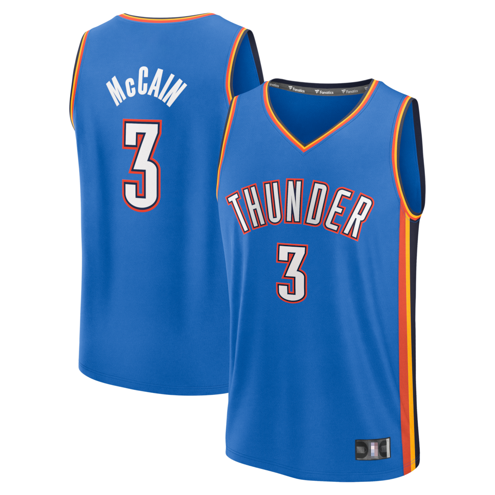 Vanessashop OC.Thunder #3 Jared McCain Blue Fast Break Replica Stitched Jerseys - Icon Edition