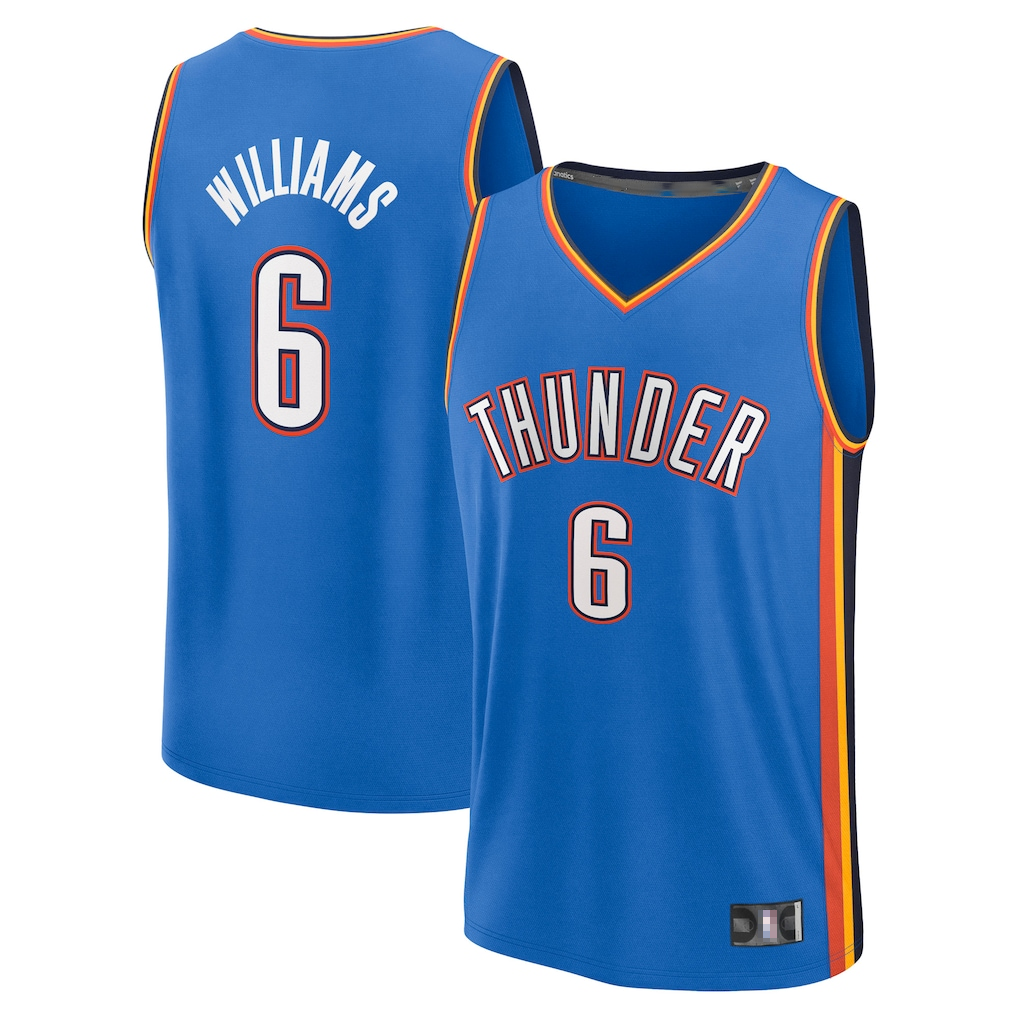 Vanessashop OC.Thunder #6 Jaylin Williams Blue Fast Break Replica Player Stitched Jerseys - Icon Edition