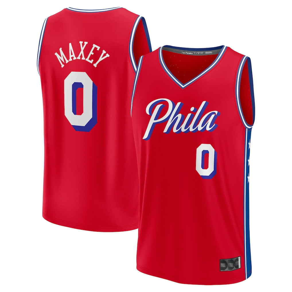 Vanessashop P.76ers #0 Tyrese Maxey  Red Fast Break Replica Player Jerseys - Statement Edition