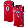 Vanessashop P.76ers #0 Tyrese Maxey  Red Swingman Jerseys - Statement Edition