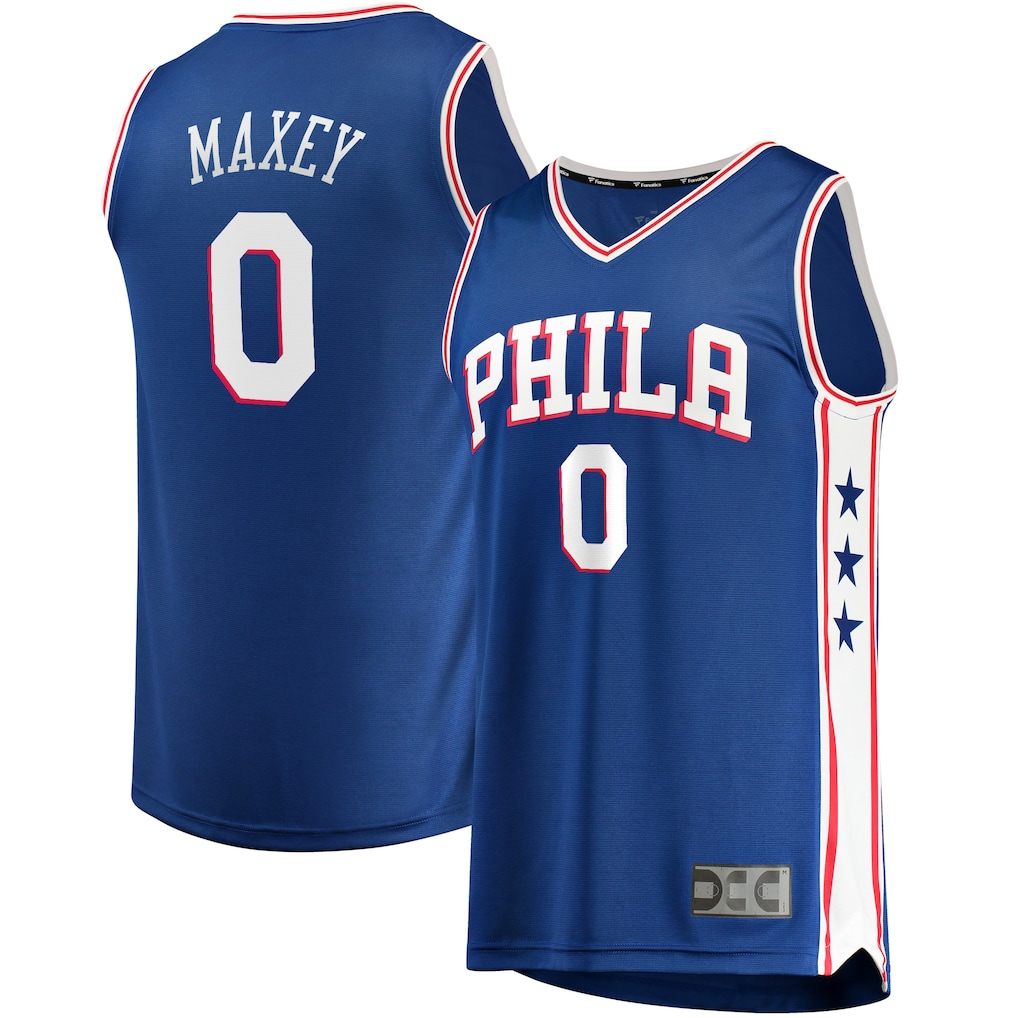 Vanessashop P.76ers #0 Tyrese Maxey  Royal Fast Break Replica Jerseys - Icon Edition