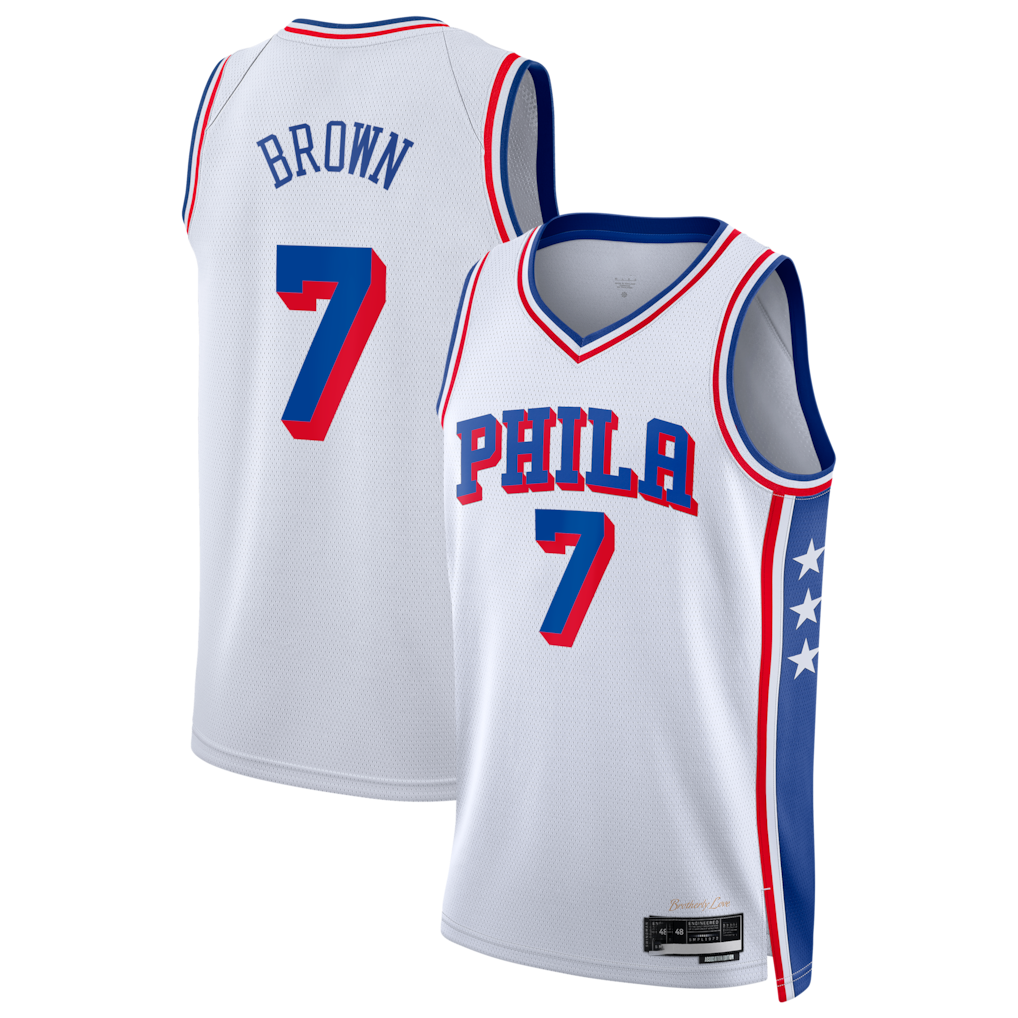 Vanessashop P.76ers #7 White Swingman Jerseys - Association Edition