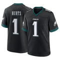 Vanessashop P.Eagles #1 Jalen Hurts Player Black Game Home Stitched Jerseys