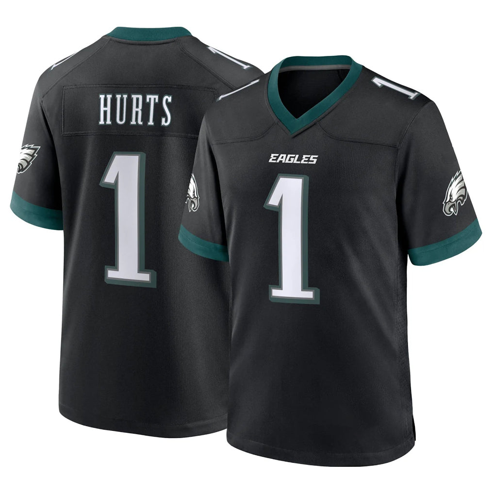 Vanessashop P.Eagles #1 Jalen Hurts Player Black Game Home Stitched Jerseys