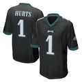 Vanessashop P.Eagles #1 Jalen Hurts Player Black Home Game Stitched Jerseys