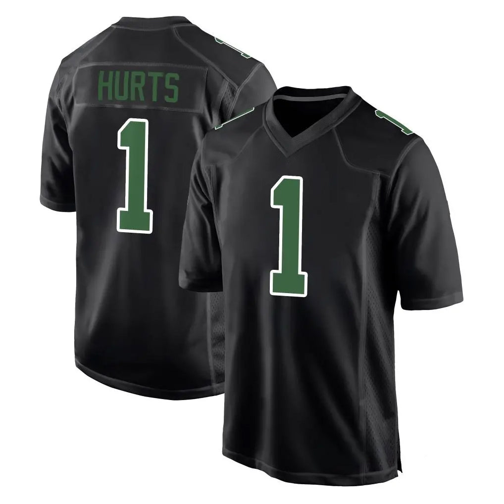 Vanessashop P.Eagles #1 Jalen Hurts Player Carbon Green Fashion Home Game Stitched Jerseys