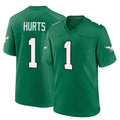 Vanessashop P.Eagles #1 Jalen Hurts Player Green Kelly Alternate Home Game Stitched Jerseys