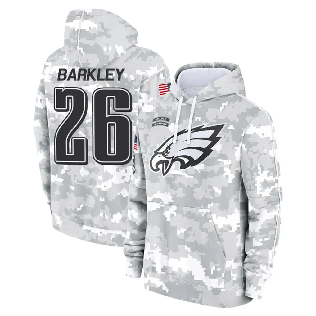 Vanessashop P.Eagles #26 Saquon Barkley Player Arctic Camo Salute to Service Pullover Hoodies Limited Game Stitched Jerseys