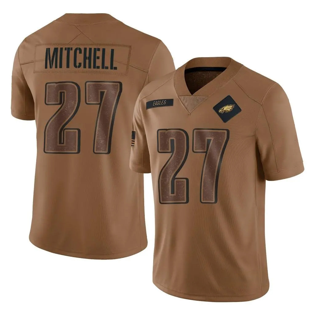 Vanessashop P.Eagles #27 Quinyon Mitchell Player Brown Salute To Service Limited Stitched Jerseys