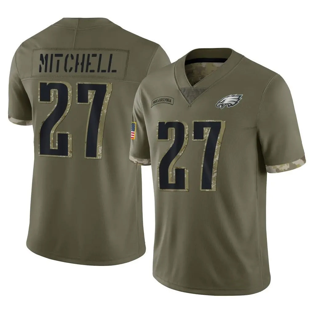 Vanessashop P.Eagles #27 Quinyon Mitchell Player Olive Salute To Service Limited Stitched Jerseys