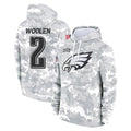 Vanessashop P.Eagles #2 Riq Woolen Player Arctic Camo Salute to Service Pullover Hoodies Limited Game Stitched Jerseys
