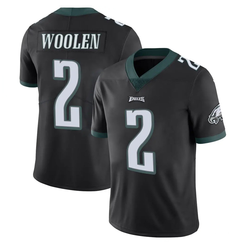 Vanessashop P.Eagles #2 Riq Woolen Player Black Limited Vapor Untouchable Home Game Stitched Jerseys